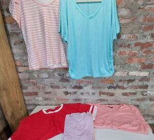Womens Plus Size 2X T Shirts Tops Lot 5 Multicolor Short Sleeve Loose Fit